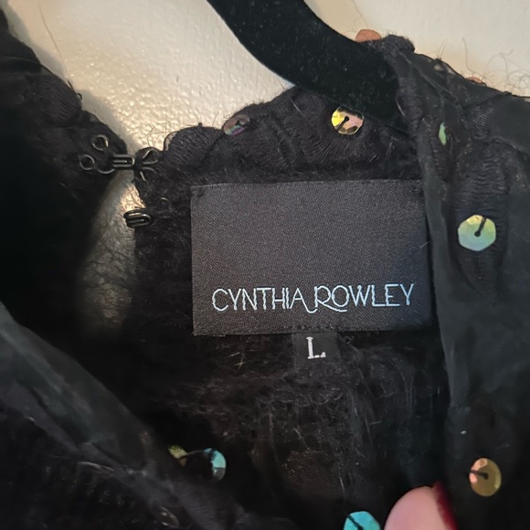 EUC Cynthia Rowley Mohair and Sequin sweater, sz L - Picture 2 of 2